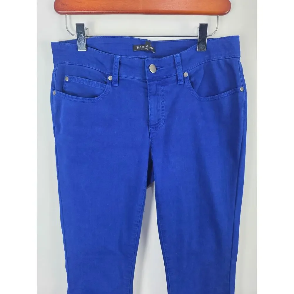 Eileen Fisher Jeans 2 Womens Skinny Leg Mid Rise Pockets Casual Vibrant Blue‎